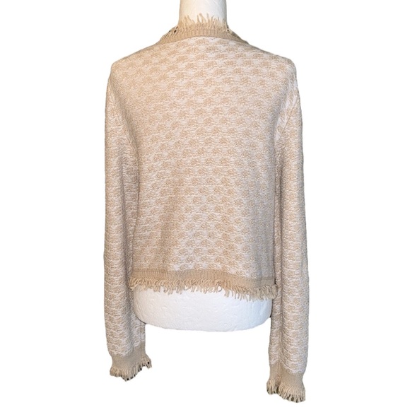 Burgess “The Jessica” Fringe Cashmere Cotton Bolero Cardigan Shrug in Sable - L - Picture 8 of 15